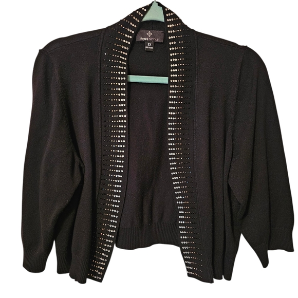 Ronni Nicole Sweaters - Ronni Nicole Black Cardigan with Silver Details, SZ 2XL